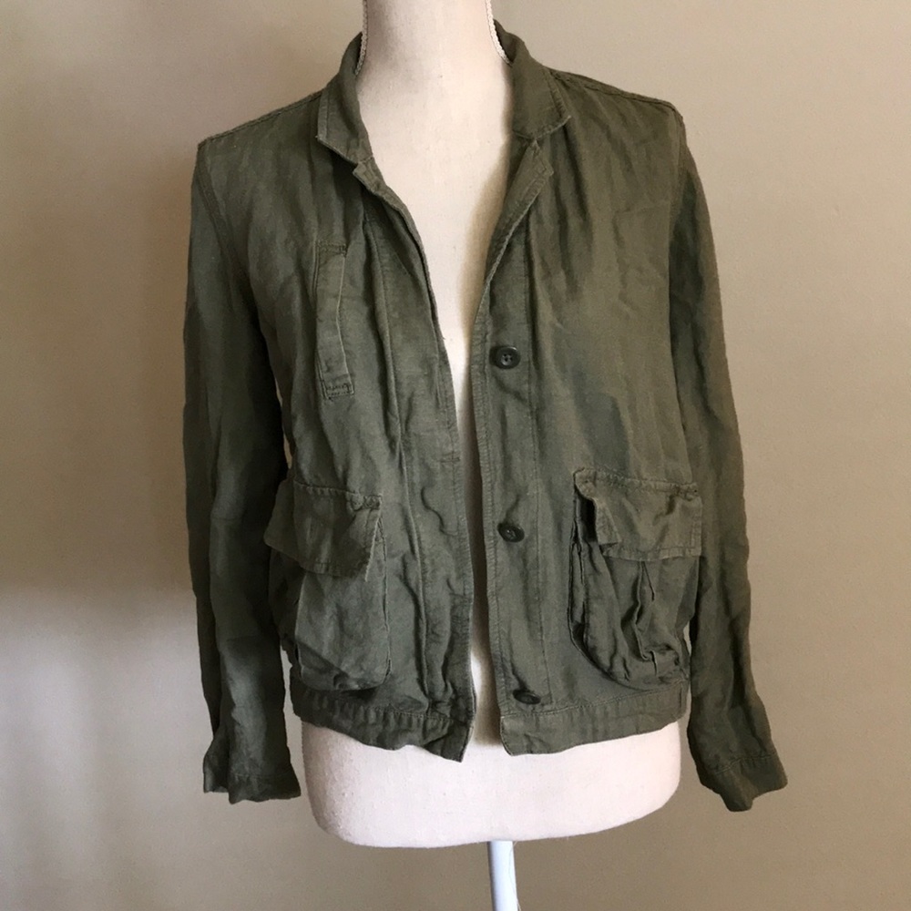 S Madewell spring linen jacket olive